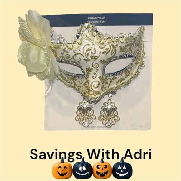 Halloween Costume Mask and Earrings Set - Picture 1 of 5